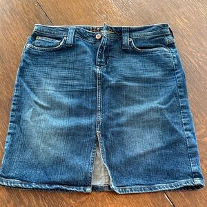 Classic Blue Denim Skirt with Front Slit